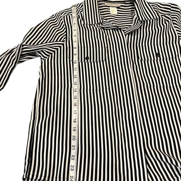 Notations Women's Tailored Striped Button Up Top Size 10 - Picture 8 of 8